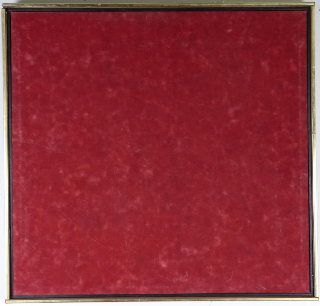 Howard Mehring (1931-1978) American Oil Painting: Howard William Mehring (1931-1978) Washington D.C., American. Guaranteed Authentic. Original modernist abstract oil painting on canvas. Artwork features an abstraction in red back ground with spots an
