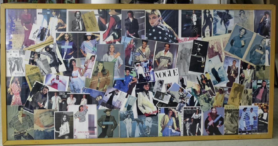 Rena Rowan Damone Jones New York Personal Collage: Fashion History, Large commemorative collage. This large work commemorates Rena Rowan and the company she helped found, Jones New York. It incorporates numerous personal images as well as images from