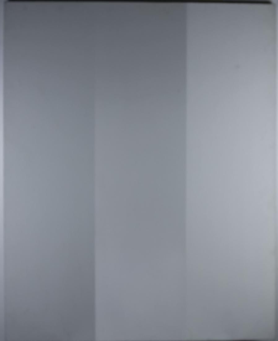Elaine Kurtz American Minimalist Oil Painting 1975: Elaine Kurtz (born 1928) American, Guaranteed Authentic. Original oil on canvas painting. Untitled. Signed on verso in pencil and dated 75'. Unframed. Measures 50" x 40". Good / fair overall condition