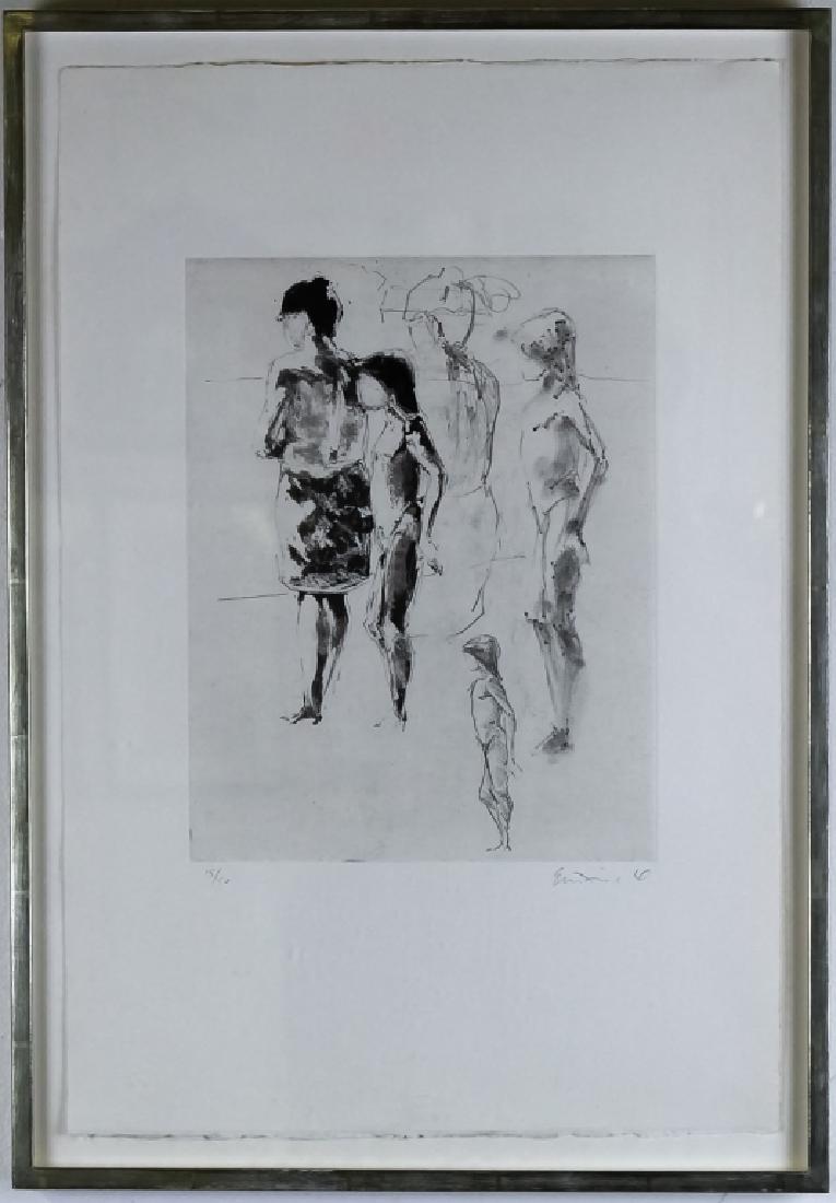 Eric Fischl b.1948 L/E Nude Women Aquatint SIGNED: Eric Fischl (born 1948) American. Guaranteed Authentic. Limited edition aquatint print. Features the work titled; Untitled (Study Year Of The Drowned Dog). Depicts several stylized figures rendered in
