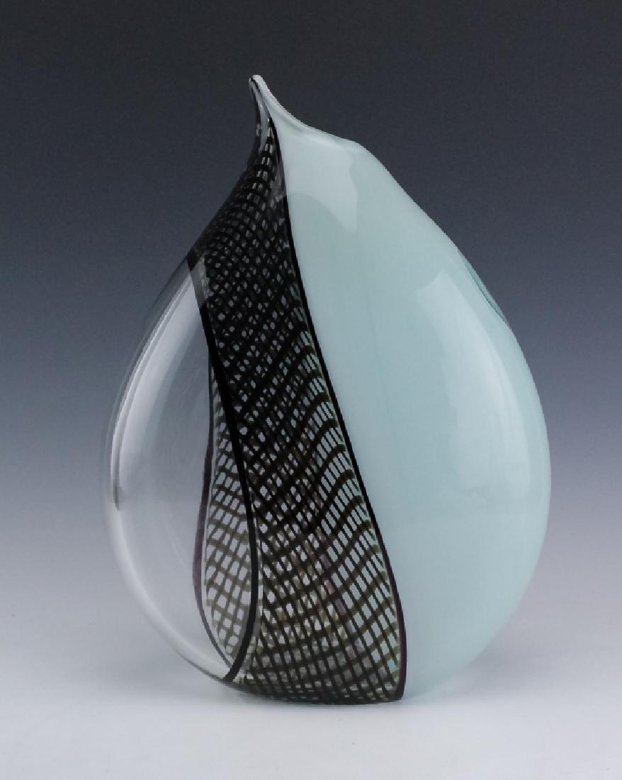 Giampaolo Seguso Perla Murano Art Glass Vase 14": Signed and numbered limited edition Murano art glass free form biomorphic vase by Giampaolo Seguso. In 1993 he created his L'Incalmo series, 33 designs executed in the difficult Incalmo technique with