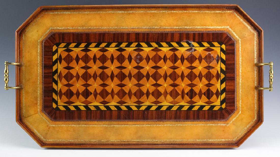 Maitland Smith Wood Marquetry Inlay Serving Tray