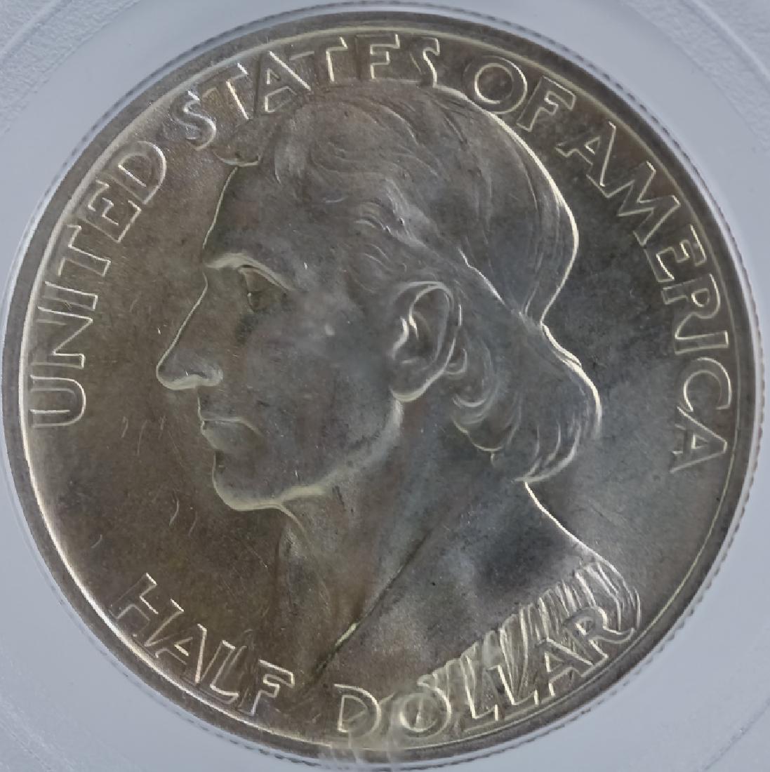 1937 PCGS Daniel Boone Commem Half Dollar Coin: 1937 PCGS graded MS 65 Daniel Boone Bicentennial silver commemorative United States half dollar, fifty cent piece. This mint state American coin comes in an older generation 3.1 PCGS green holder, OGH