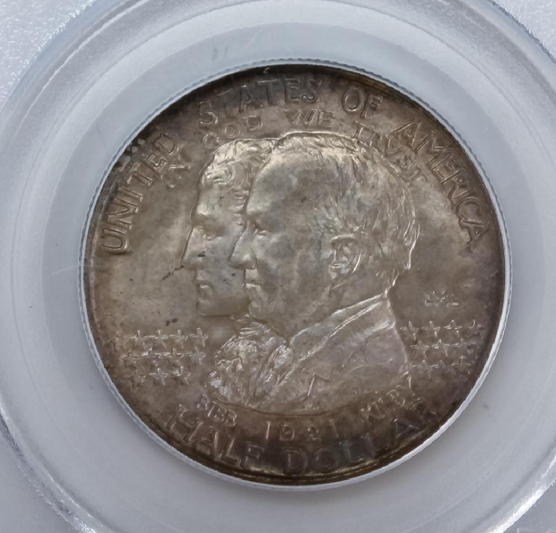 1919 Alabama 2x2 PCGS MS64 Commem Half Dollar Coin: 1919 Alabama Centennial 2x2 PCGS graded MS 64 silver commemorative United States half dollar, fifty cent piece. This mint state American coin comes in an older generation 3.1 PCGS case. Good overall c