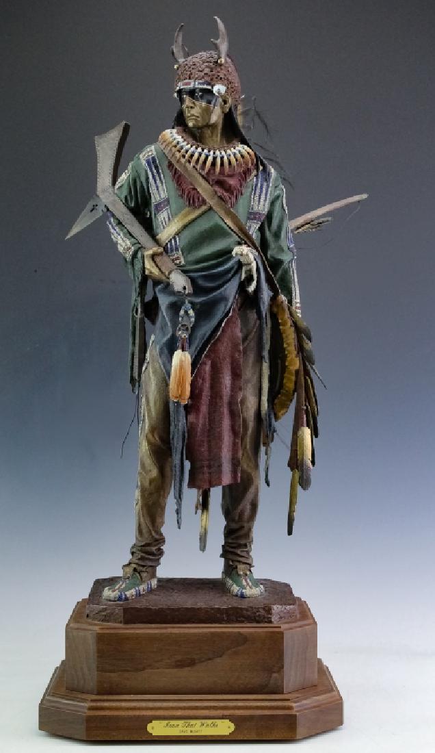 Dave Mcgary (American, 1958-2013) Iron That Walks: Signed and numbered limited edition polychrome bronze sculpture by Dave McGary (1958-2013 New Mexico / Arizona) "Iron that Walks" statue depicts a fierce Native American warrior in breathtaking detail