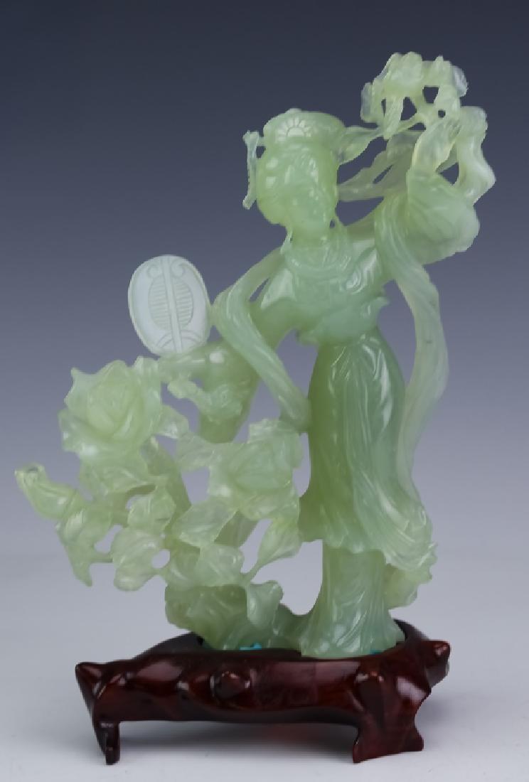 Chinese Export Carved Celedon Jade Guan Yin Statue May 29, 2019