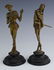 Fine Pair of Figural Brass Statue Don Quixote & Saytr