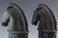 PR Art Deco Cast Iron Horse Topped Column Andirons - 3