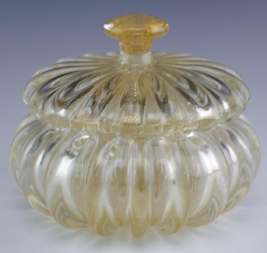 Italian Murano Barovier Gold Fleck Art Glass Lidded Jar (1 of 4)