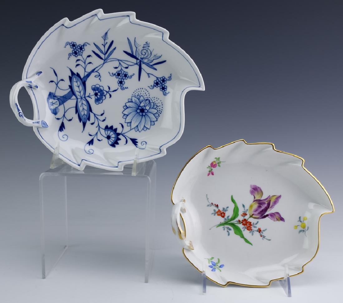 Meissen Pair of Hand Painted Leaf Form Dish Trays (1 of 8)