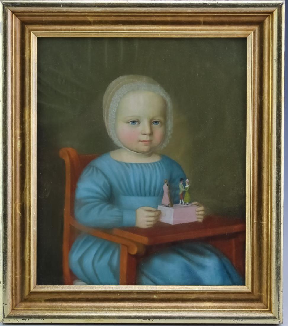 American Folk Art Child's Portrait Painting 1800's (1 of 5)