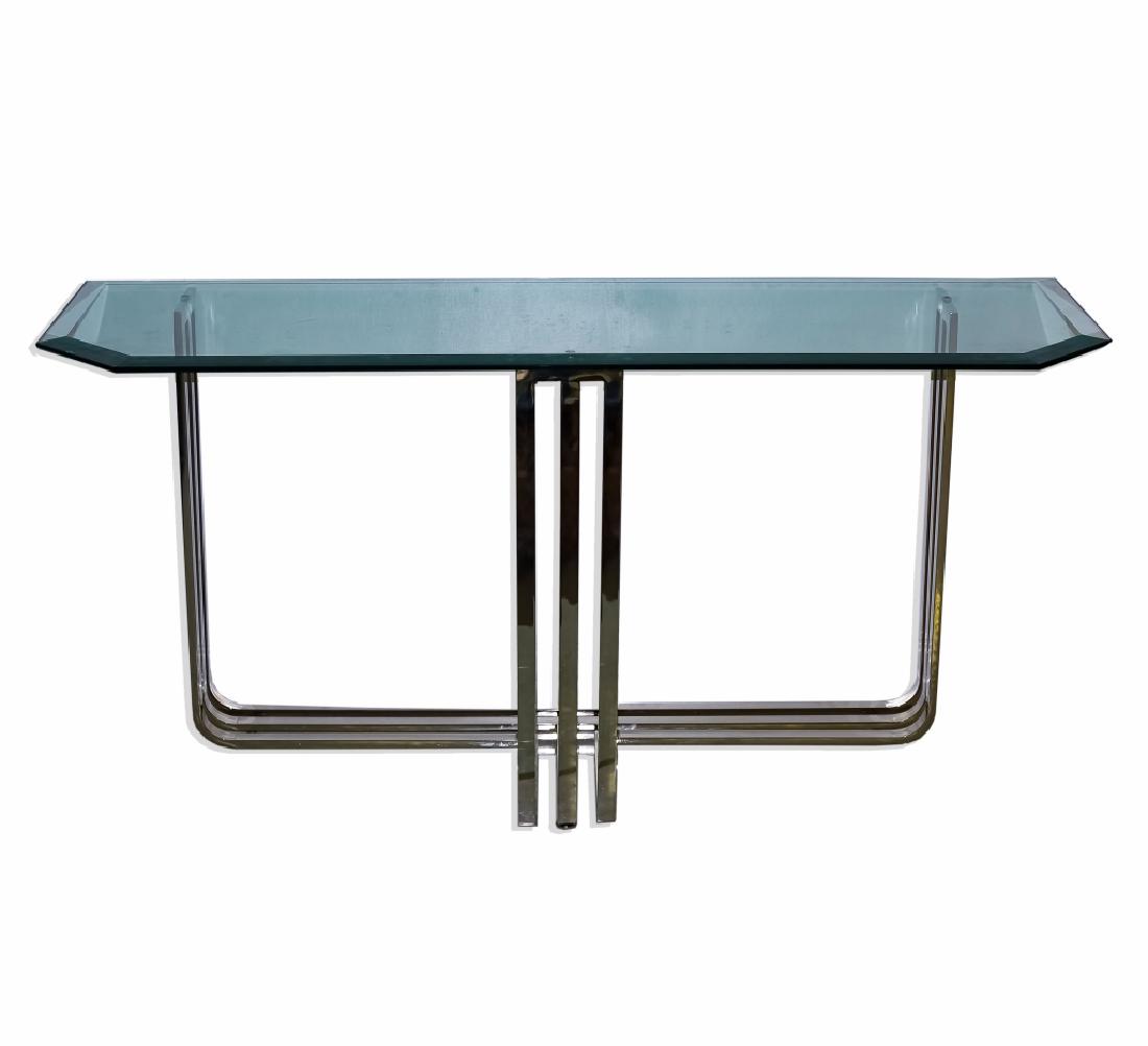 Modernist Tri-footed Chrome & Beveled Glass Table (1 of 6)