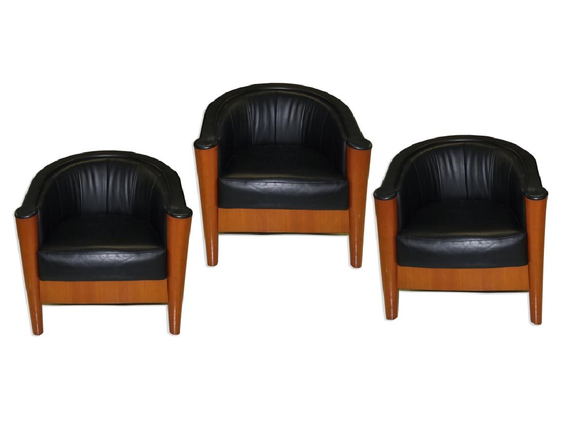 Nienkamper Biarritz Leather Wood Pace Club Chairs (1 of 6)