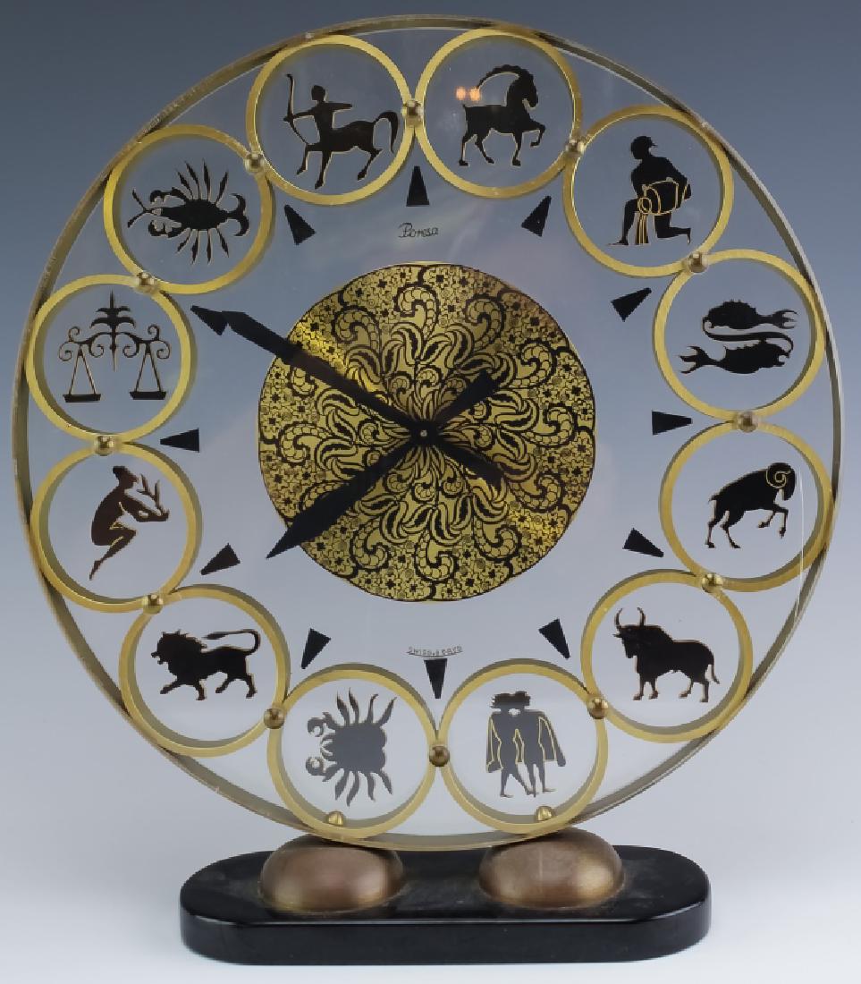 Poresa Swiss Mid Century Zodiac Mantle Desk Clock (1 of 6)