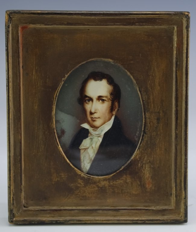 Signed G. Newton Miniature Oval Portrait Painting (1 of 4)