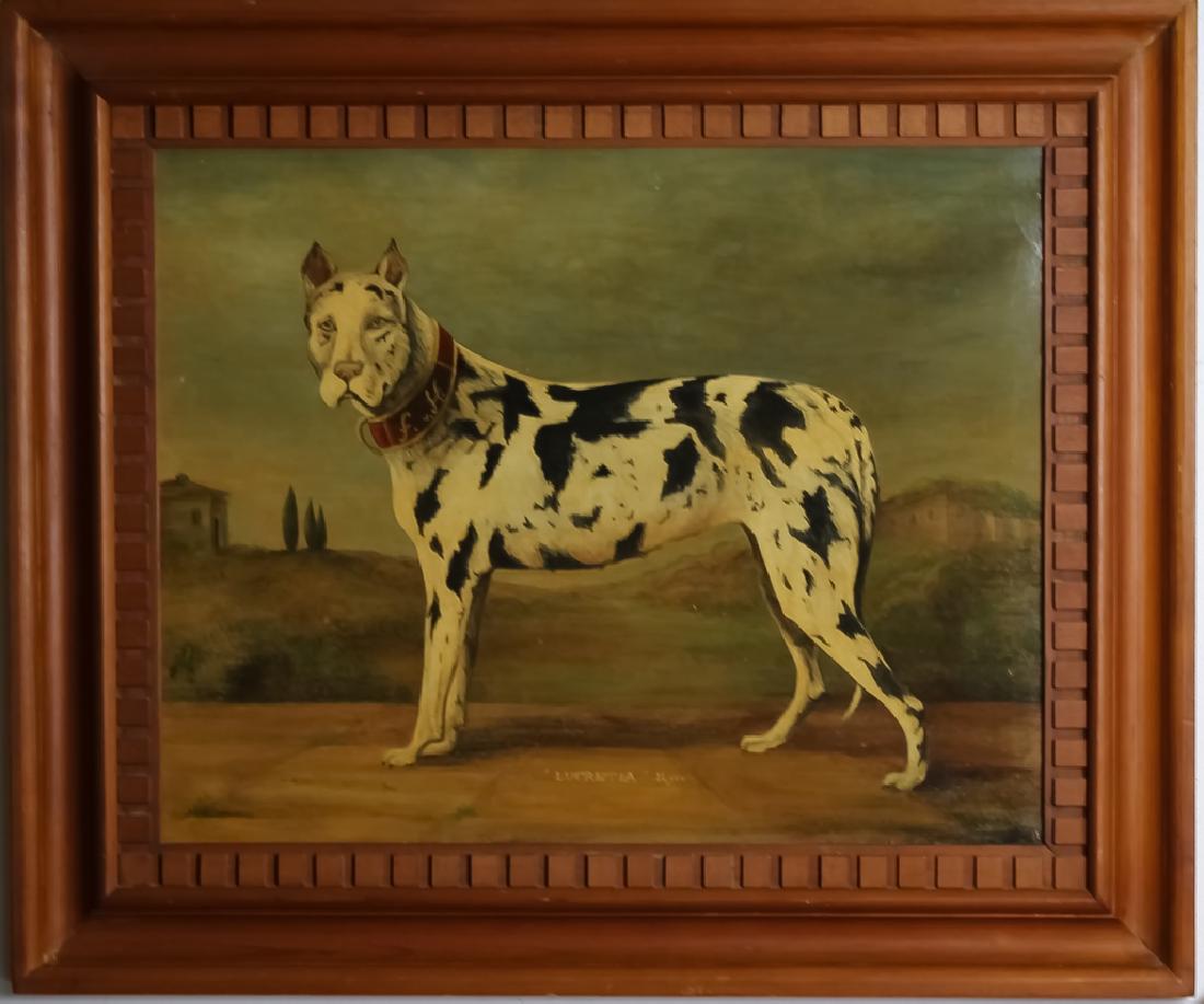 Primitive Harlequin Great Dane Dog Oil Painting (1 of 6)