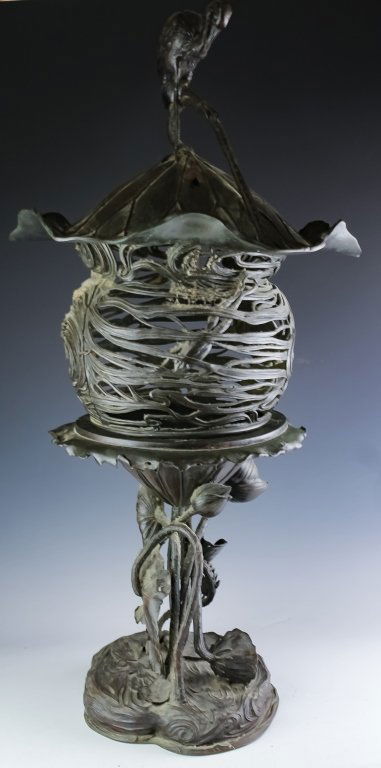 Meiji Period Bronze Garden Lantern Censer SIGNED (1 of 8)
