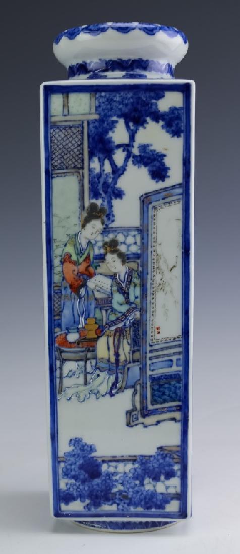 Chinese Export Figural Blue & White Porcelain Vase (1 of 8)