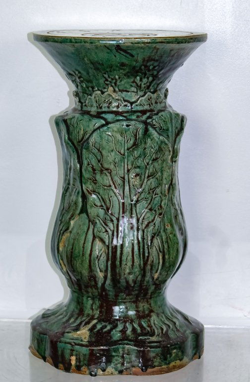 Old Oriental Ceramic Lettuce Form Garden Stand (1 of 5)