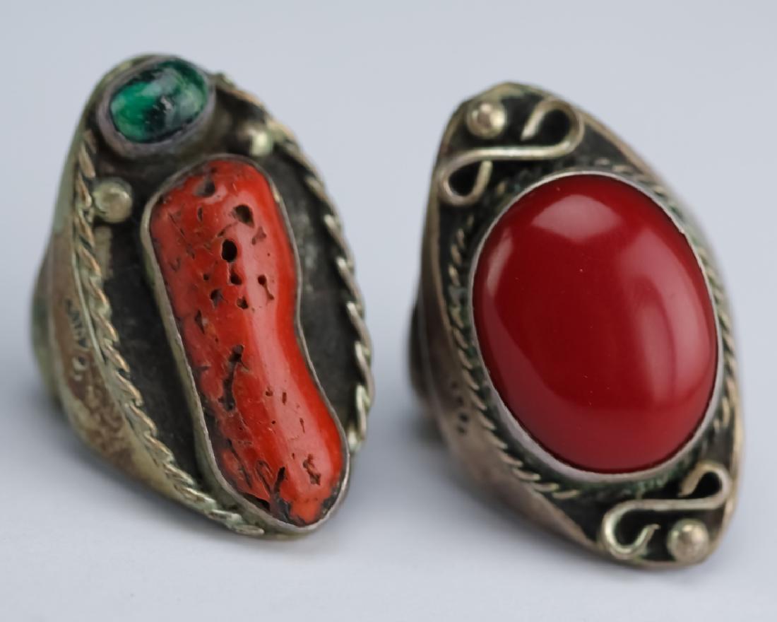2 VTG Sterling Silver Coral & Turquoise Rings (1 of 10)