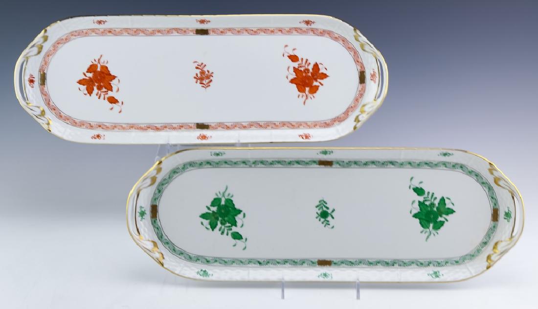 Pair HEREND Chinese Bouquet Porcelain Platters (1 of 5)
