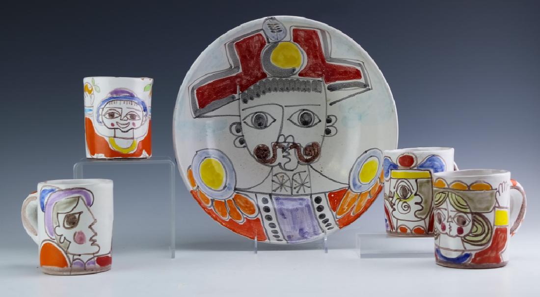 Vintage Desimone Italian Art Pottery Bowl & 4 Mugs (1 of 5)