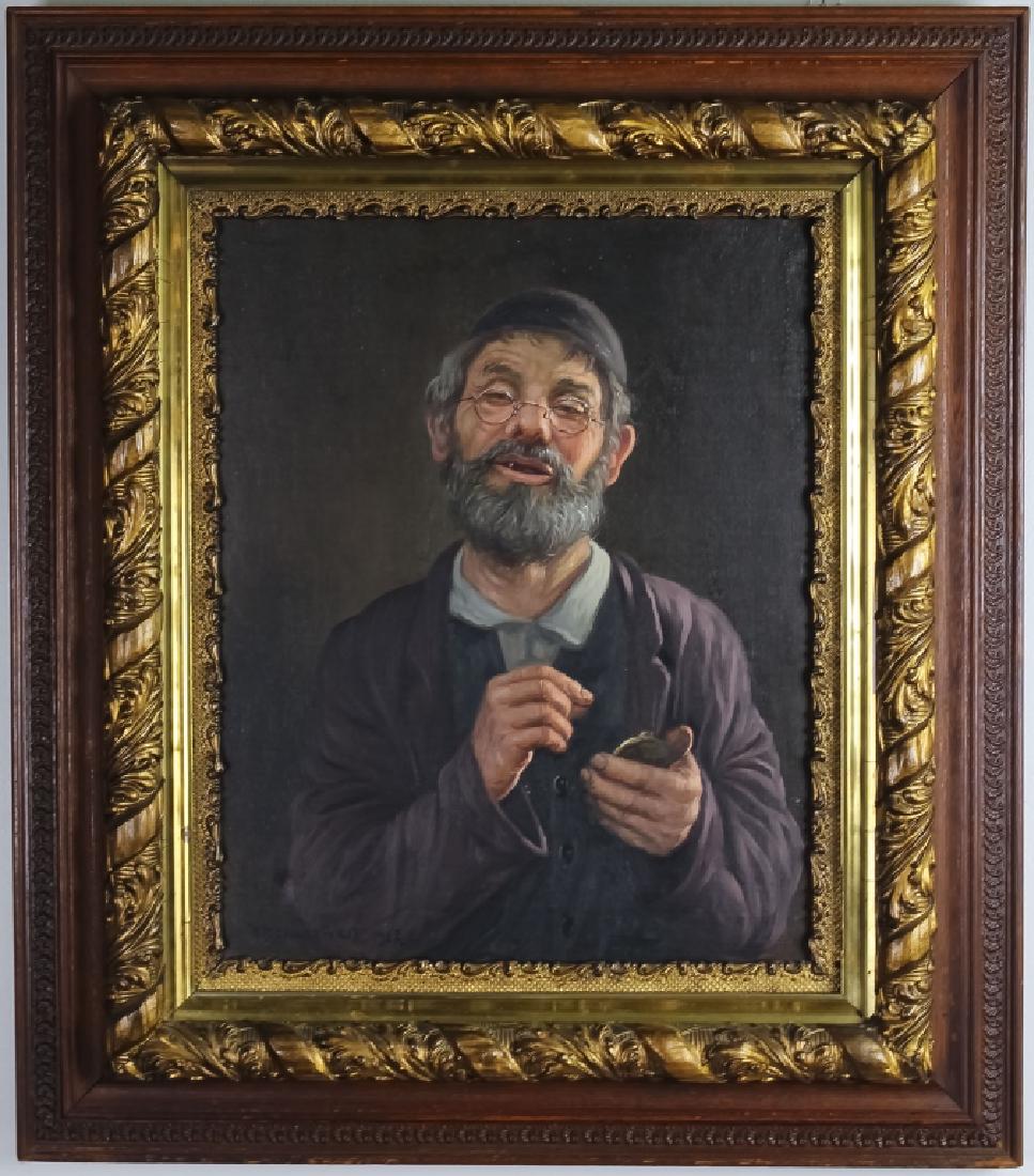 MCM Religious Judaica Rabbi Portrait Oil Painting (1 of 6)