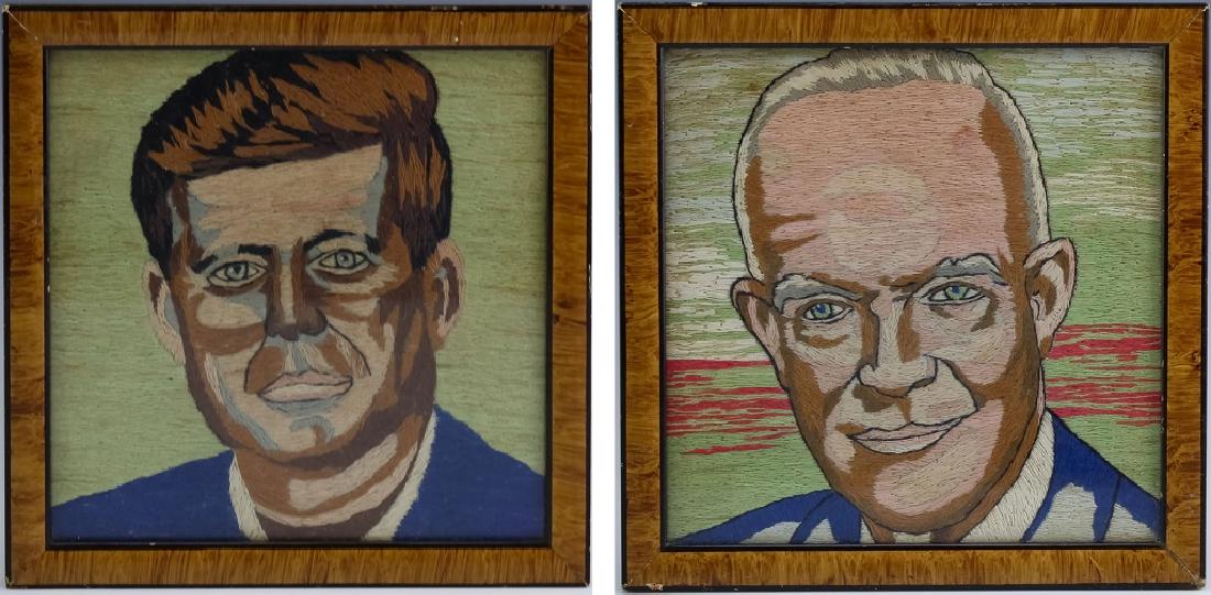 Presidents JFK & Eisenhower Needlepoint Portraits (1 of 7)