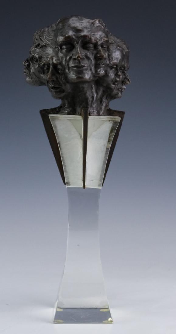 Mystery Artist Lucite & Resin Faces Art Sculpture (1 of 5)