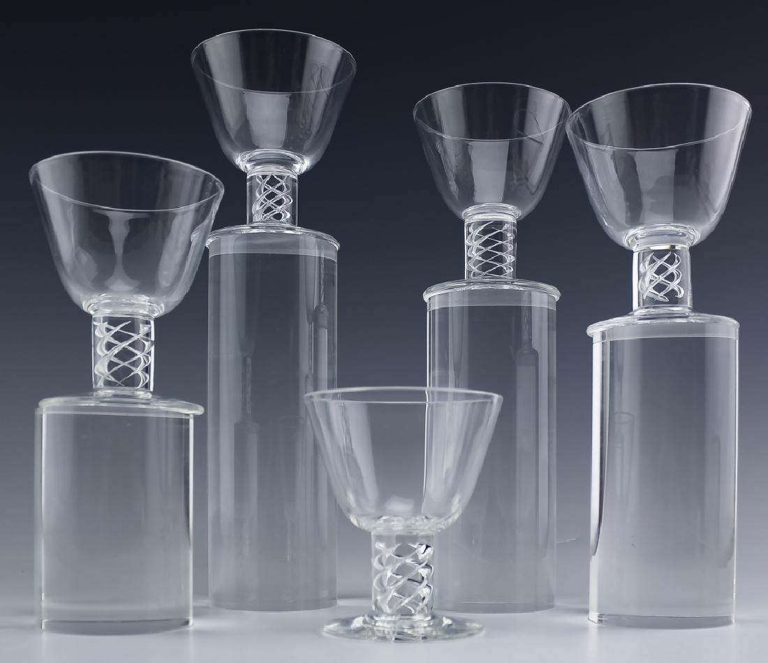 Set 5 Steuben Art Glass Twist Bubble Liquor Stems (1 of 8)