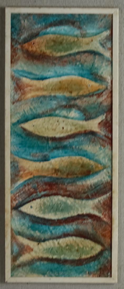 Ellis Wilson Oil On Panel Modernist Fish Painting (1 of 5)