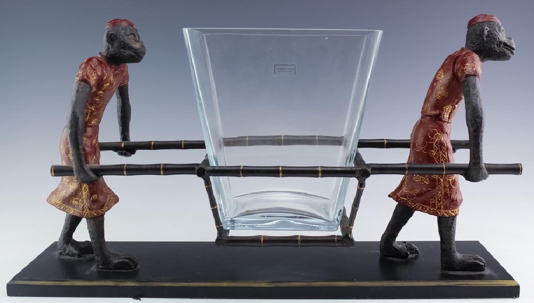 Cold Painted Bronze Monkey Sedan Chair Ice Bucket (1 of 8)