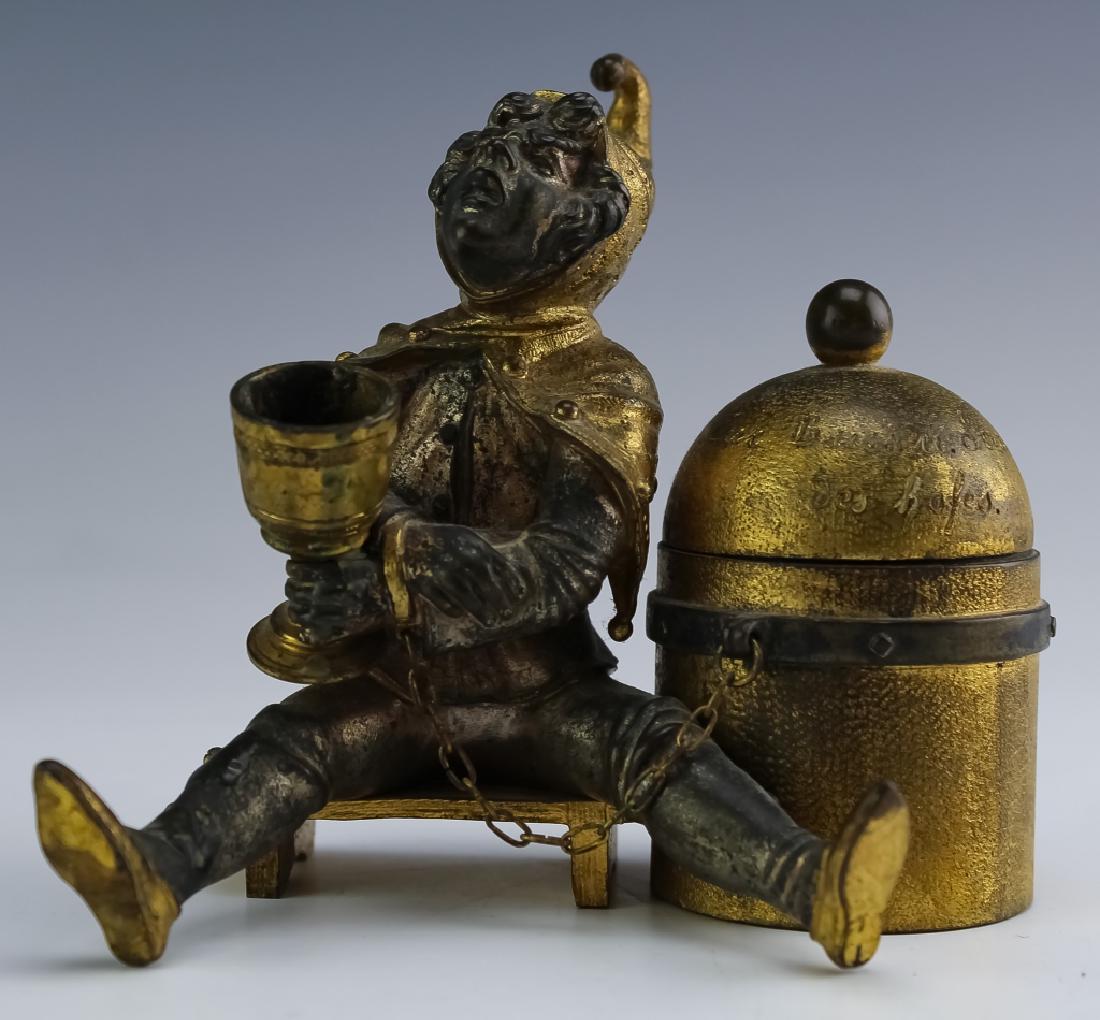 Antique Gilt Bronze Figural Handcuffed Boy Inkwell (1 of 8)