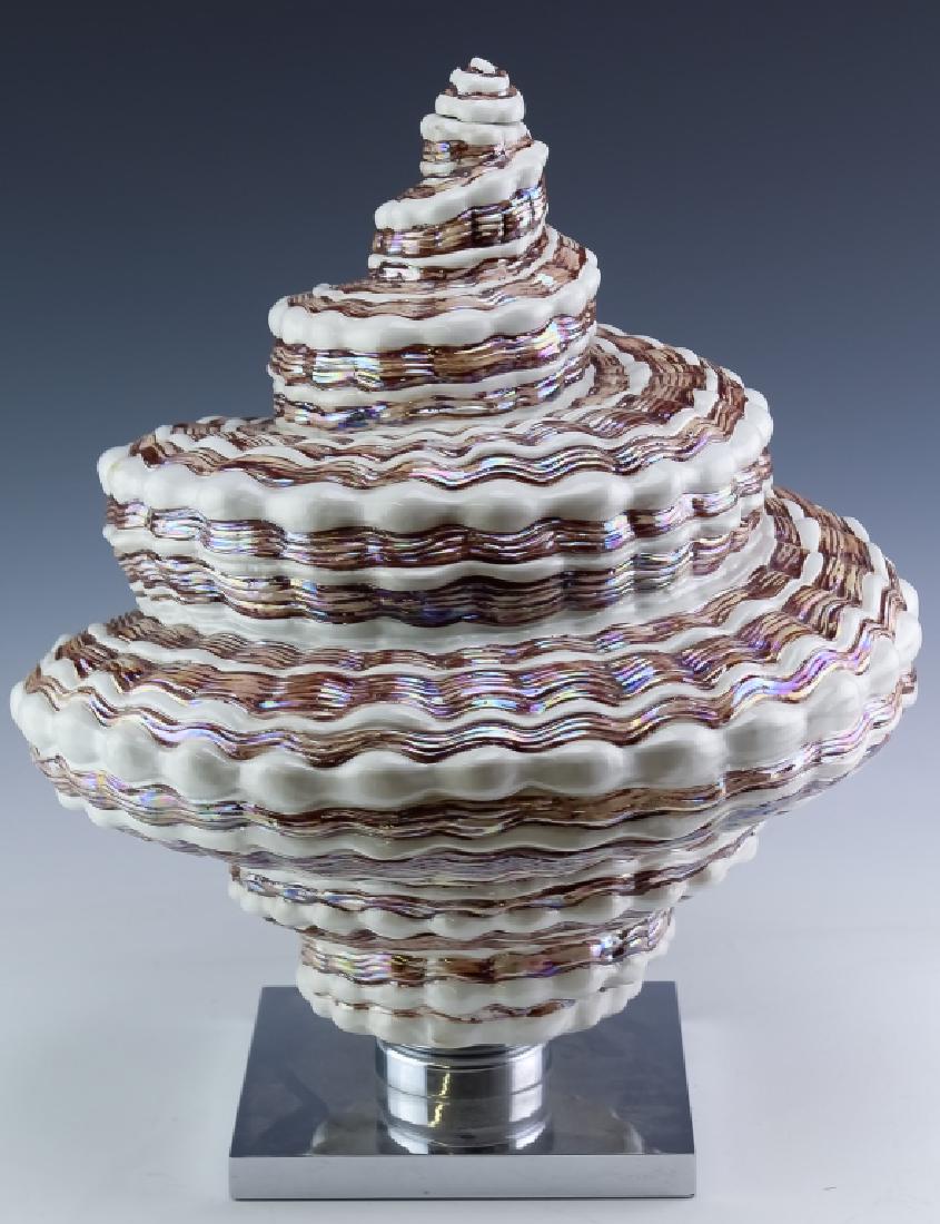 Hollywood Regency Spiral Shell Pottery Sculpture (1 of 5)