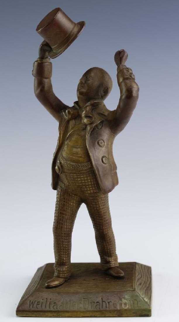 German Bronze Cabinet Sculpture Man w/ Top Hat (1 of 6)