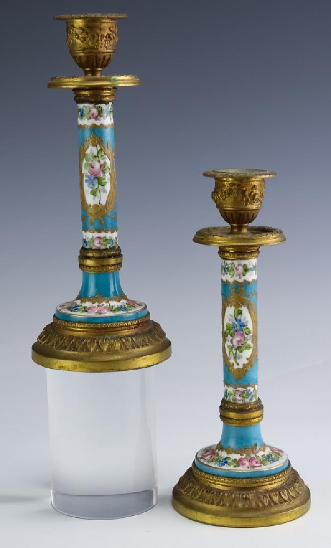French Sevres Porcelain & Dore Bronze Candlesticks (1 of 4)