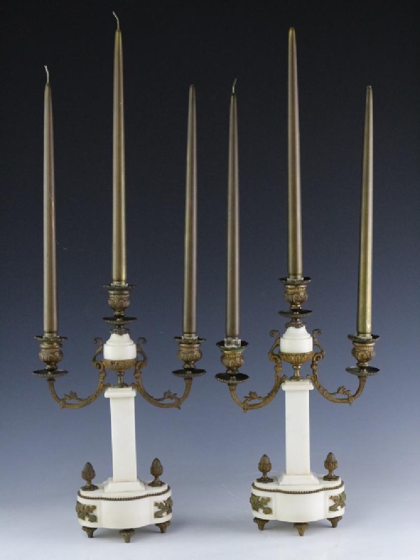 Pair Of Bronze & White Marble Candelabras (1 of 8)