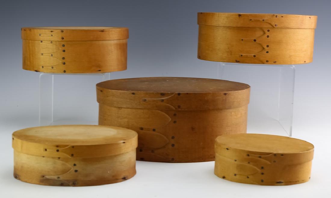 Set of 5 Graduated Oval Stacking Shaker Wood Boxes (1 of 4)