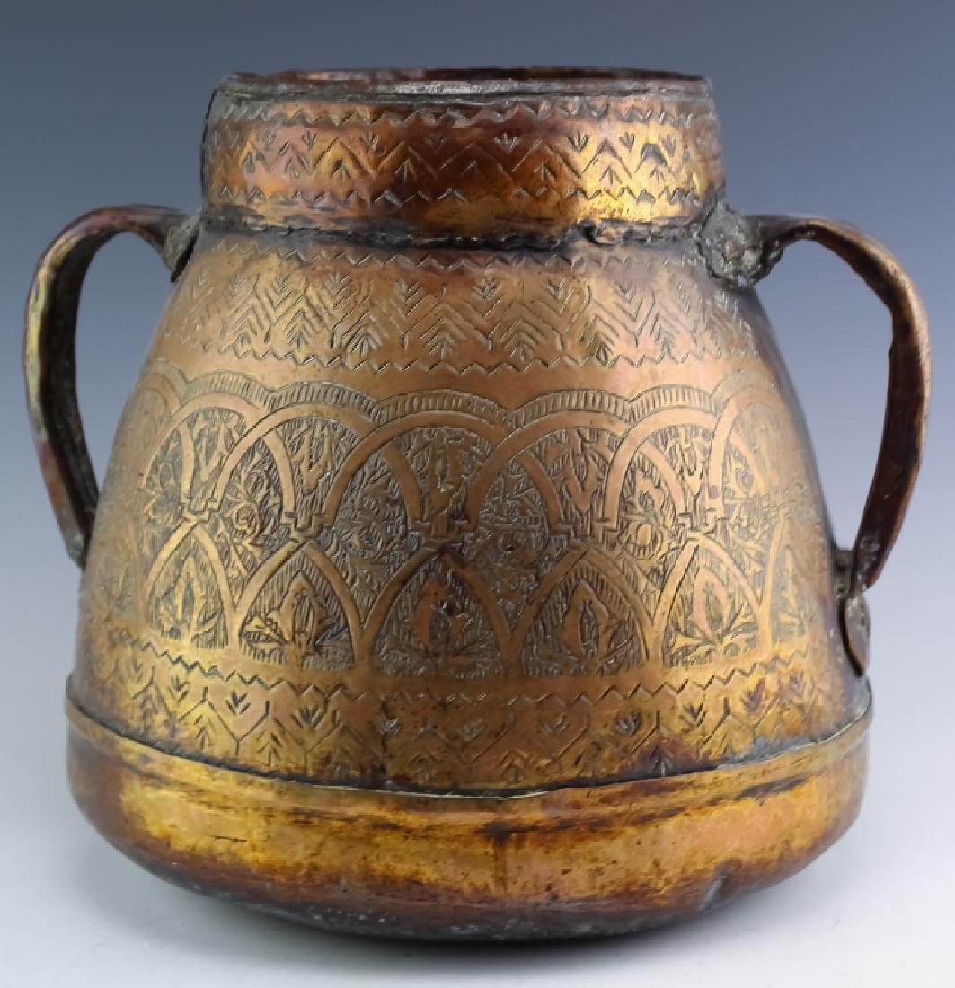 Very Old Antique Etched Repousse Copper Vessel (1 of 6)