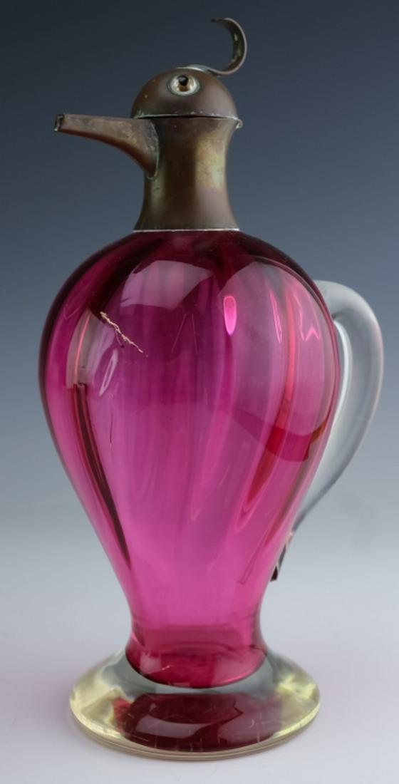 Antique Cranberry in Clear Glass Bird Decanter (1 of 6)