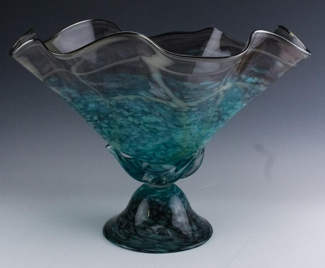 Signed Studio Art Glass Floraform Centerpiece Bowl (1 of 6)