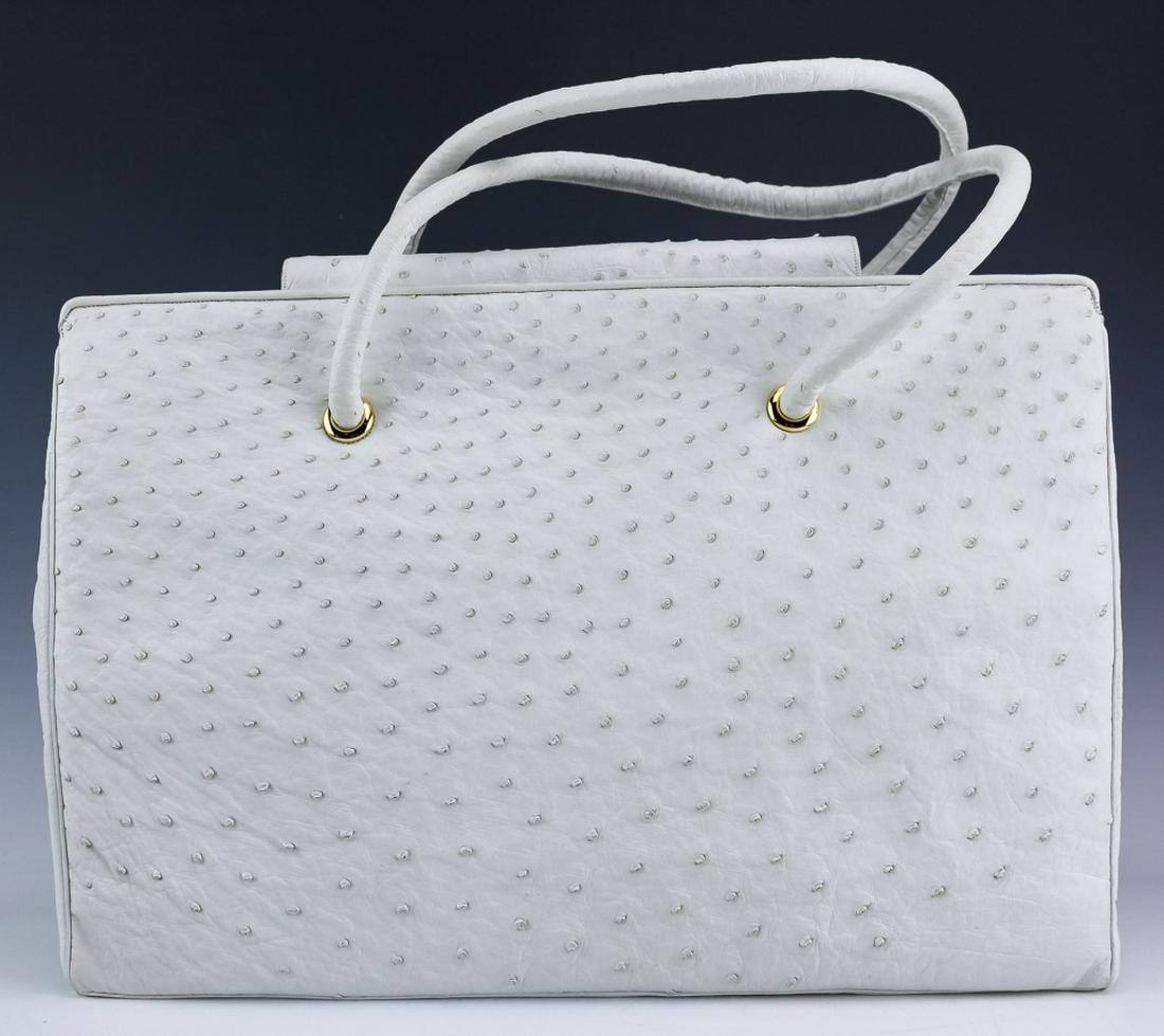 Judith Leiber White Ostrich Leather Purse Handbag (1 of 7)