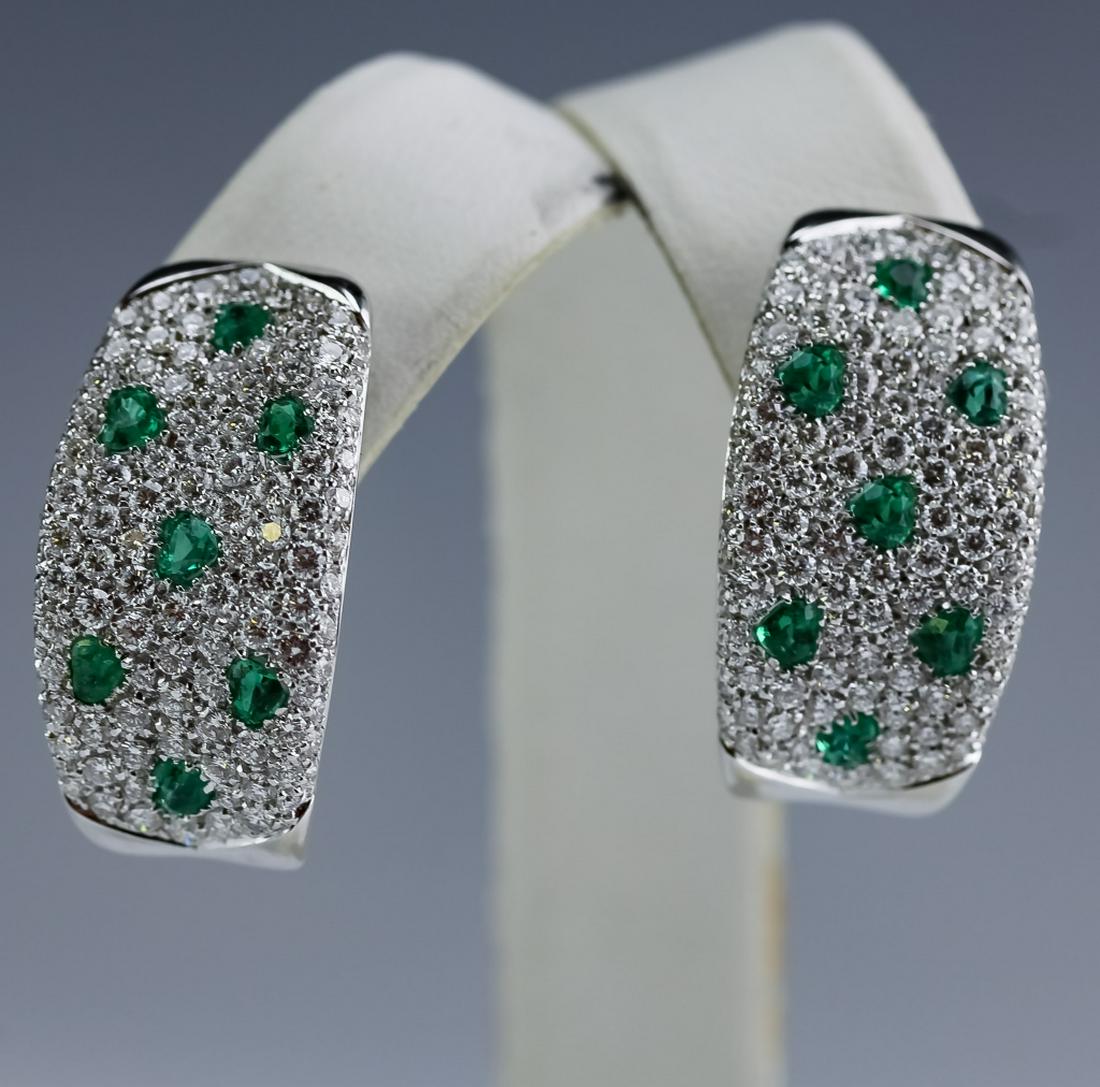 18K White Gold 4ct TW Emerald Diamond Earrings (1 of 4)
