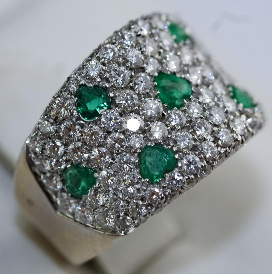 18K White Gold 2.3ct TW Pave Emerald Diamond Ring (1 of 5)