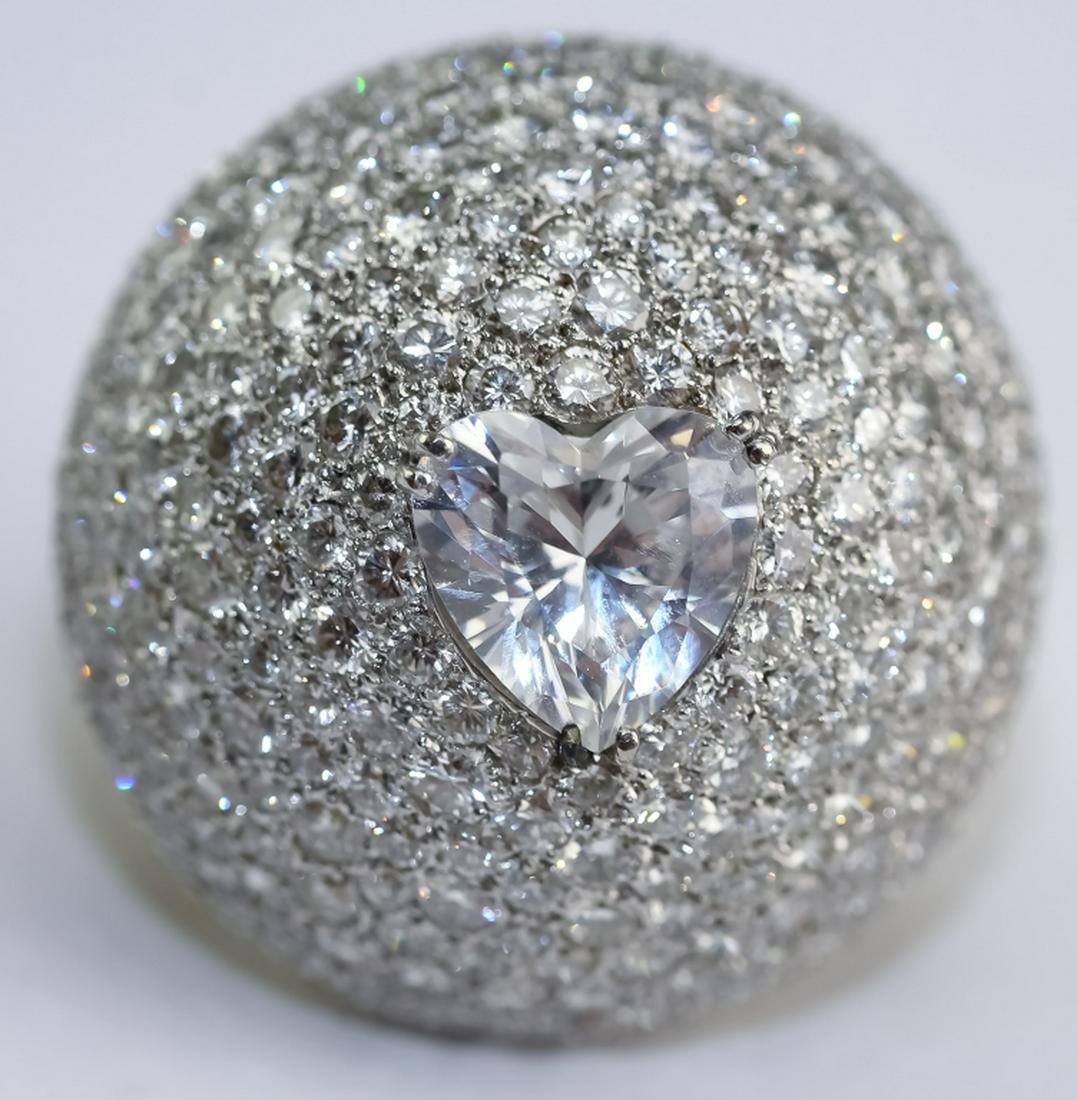 18K Gold 4 CTTW Diamond Dome Ring w/ Heart Stone (1 of 5)