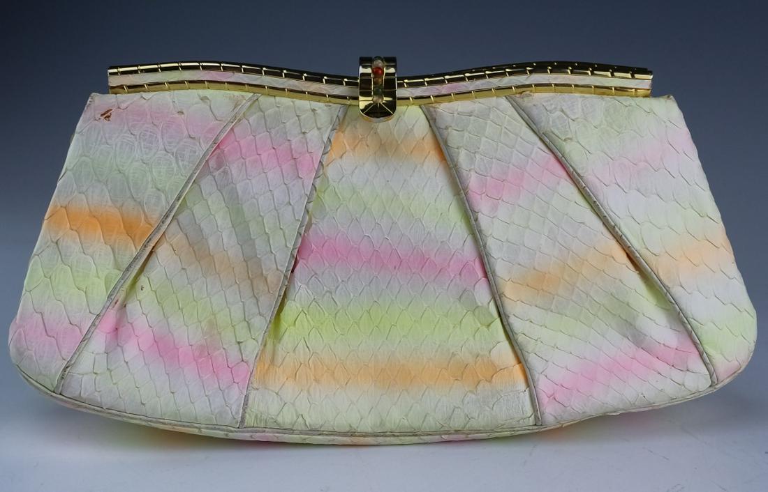 Judith Leiber Minaudiere Snake Skin Clutch Handbag (1 of 7)