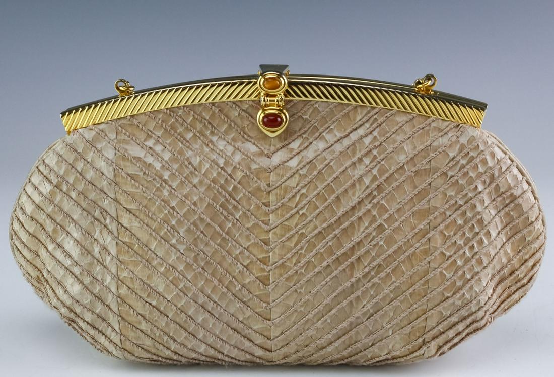 Judith Leiber Minaudiere Snake Skin Clutch Handbag (1 of 8)