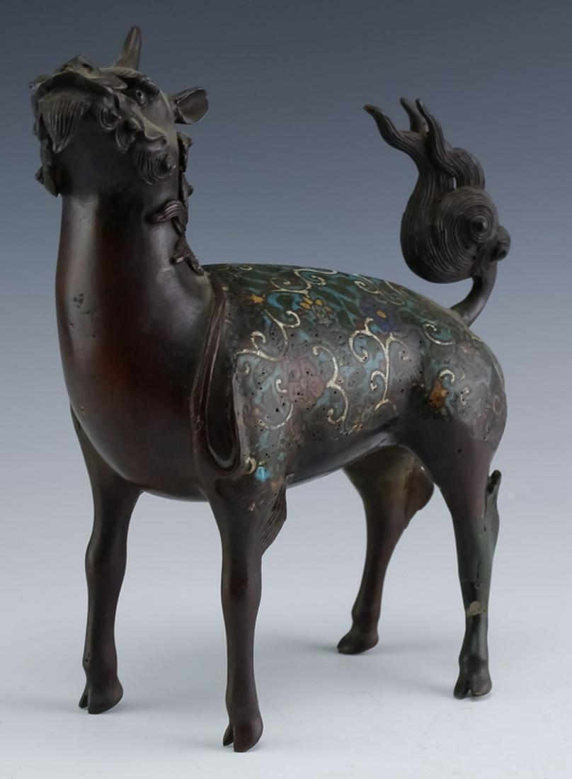 Old Chinese Enamel Cloisonne Bronze Qilin Kirin (1 of 6)