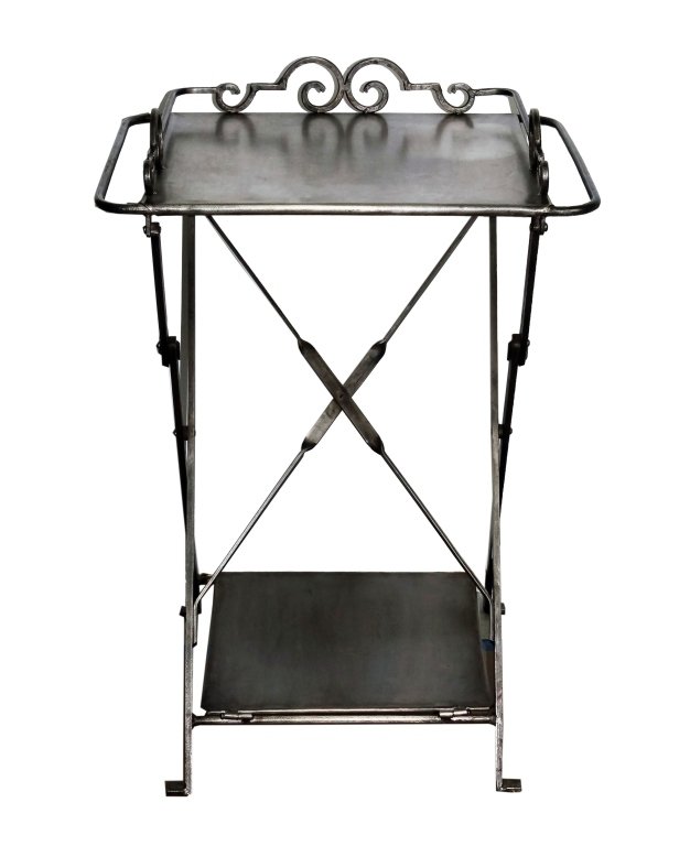 Vintage Brushed Steel Metal Folding Bar Table (1 of 6)