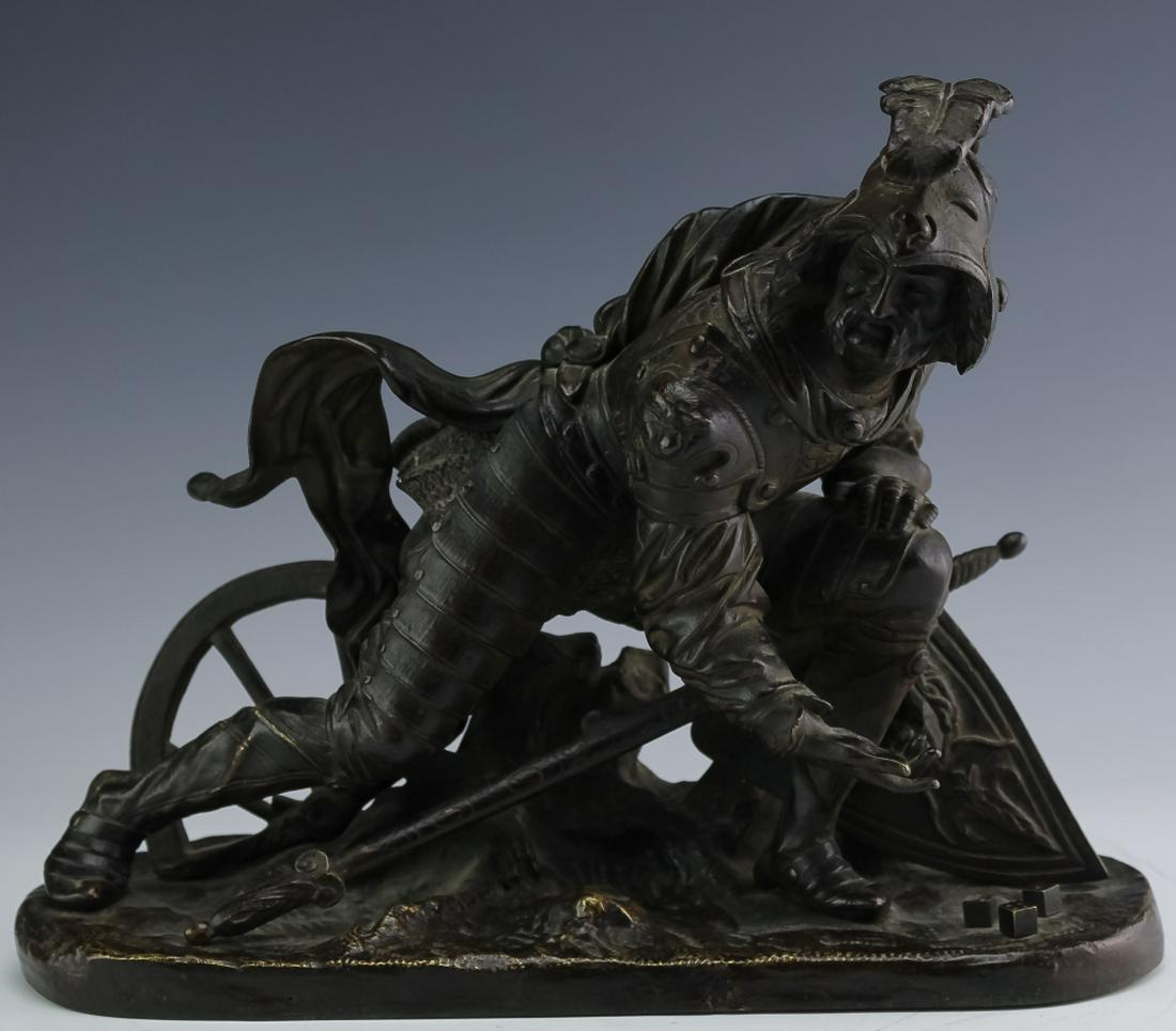 Fine Antique Bronze Sculpture Of A Soldier w/ Dice (1 of 6)